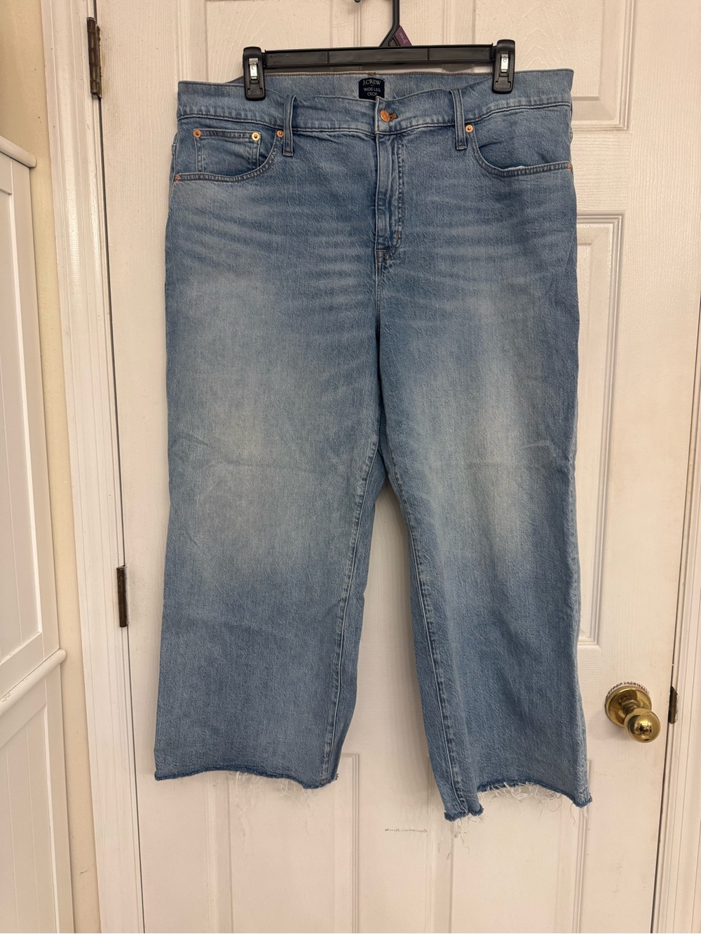 J.Crew Wide Leg Crop Jeans | Size 35 | Raw Hem Light Wash